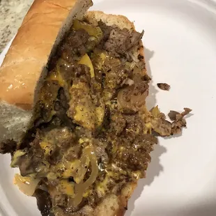 Cheese Steak Sub with Mushrooms American Cheese