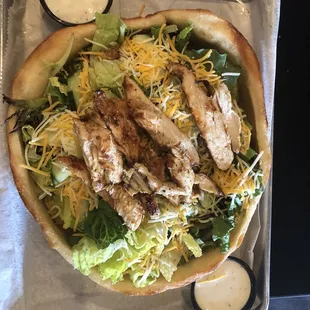 Garden Salad with Chicken in crust bowl