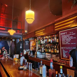 The bar and it&apos;s draft list. $1 off during happy hour!