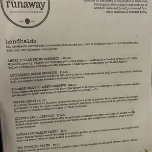 Food menu