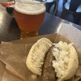 Bratwurst and brew during Oktoberfest