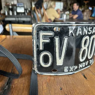 Vintage license plates as table numbers