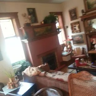 Fireplace sitting area.