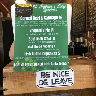 Saint Patrick's day specials