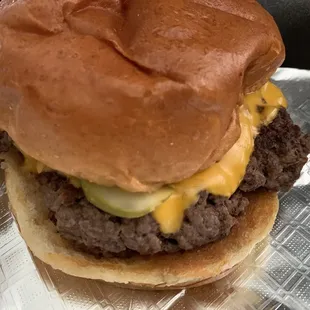 The beef in the cheeseburger is excellent.
