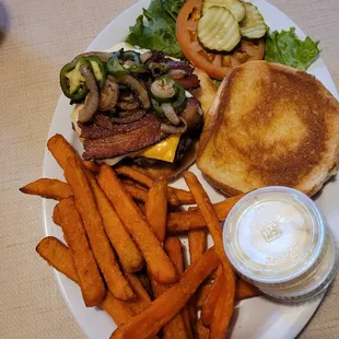 Jalapeño Burger with Sweet Potato Fries