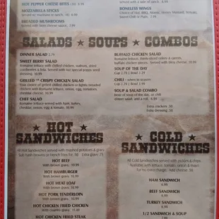 Appetizers, Salads, Hot &amp; Cold Sandwiches