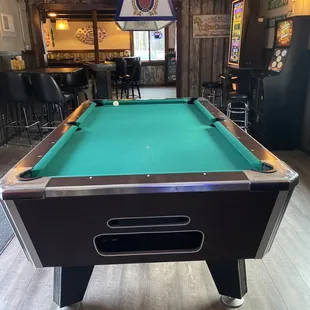 a pool table in a pub