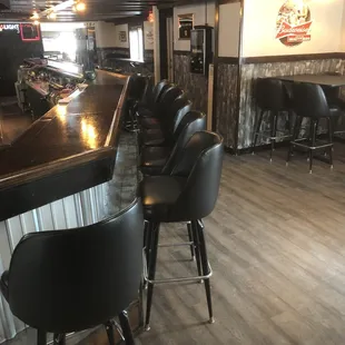 a row of bar stools