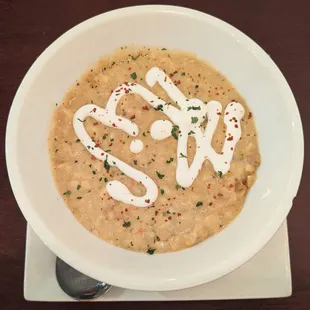 This is the Corn Chowder appetizer during 2025 Restaurant Week.  Photo taken January 22, 2025.