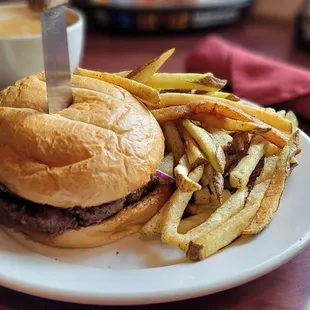 Rustic Table Burger with home style fries