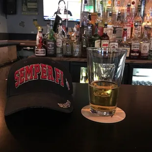 Enjoying my beer and the Friendly Service. To My My USMC  SEMPER FI