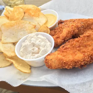 Chicken tenders with actual potato chips
