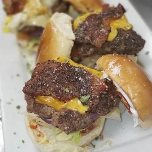 Bacon cheese burger sliders