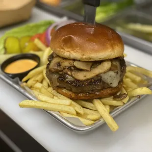 Mushroom Swiss burger