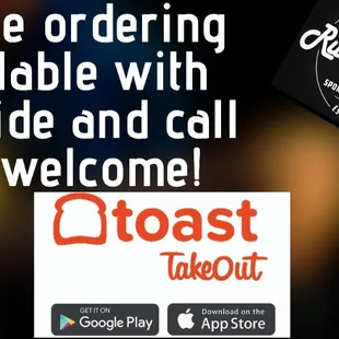 We offer in app ordering and payment for take out.