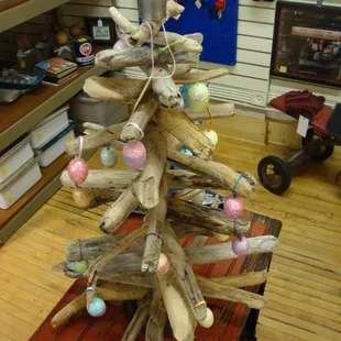A close-up of one of the hand-made items.
