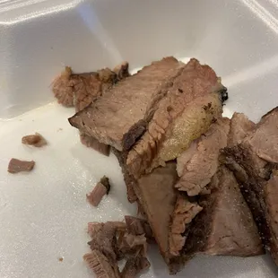 Here's the brisket like I said, it was like chewing on chew leather with no flavor