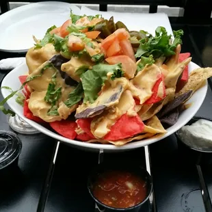 Don't be fooled by the colourful chips. Notice the chunks of solidifying processed 7-11 style cheese dressing.