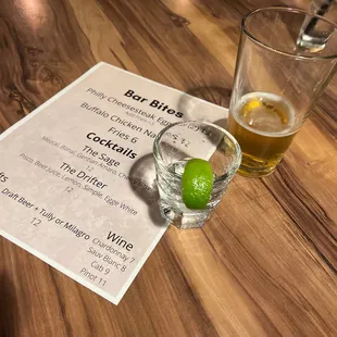 Beer and a shot on trivia nights.