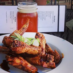 Bawk bawk special! 1/2 price beer with an app, featuring local wings with Cholula or red light sauce