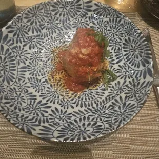 Giant stuffed meatball