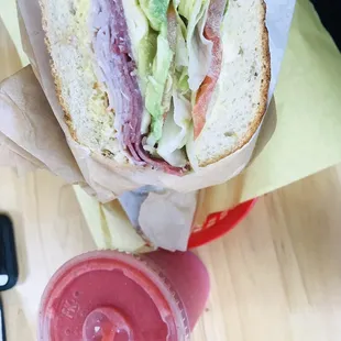 I ordered a combo sandwiches and it was delicious, and the strawberry smoothie, one of my favorite places