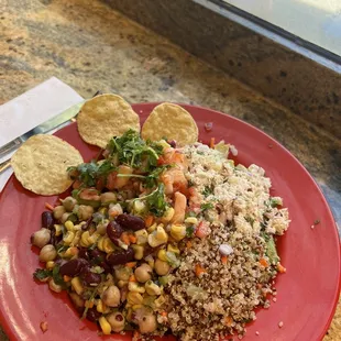 4 scoop salad. Cerviche, 3 bean, tuna, and quinoa.