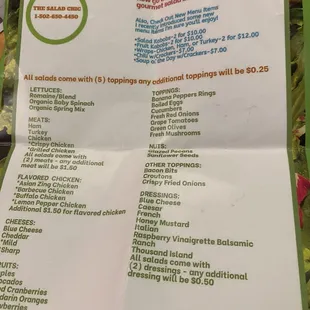 a list of vegetables