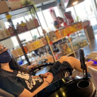 Chocolate kiss pedicure complete with paraffin wax, hot stone massage, and hot towel treatment.