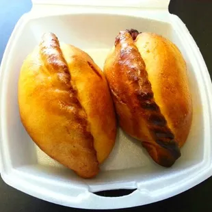 Big little empanadas!  One chicken, one steak...