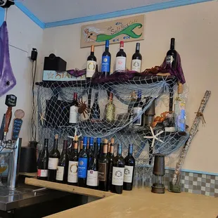 bottles of wine on the counter