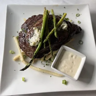 Grilled Ribeye Steak &amp; Frites w/ Asparagus