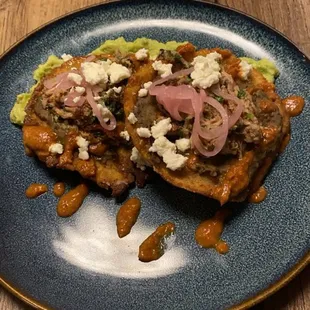 Holy Molé Duck Tostadas