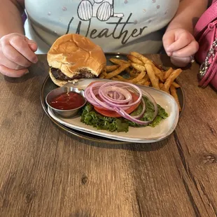 BYO burger and fries.