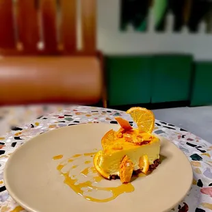 Cheesecake with candied orange slices