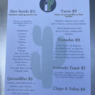 Menu from garage brewery event.