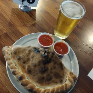 SC calzone and a beer