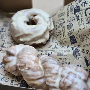 Maple Cinnamon Twist in the foreground, Brown Butter + Salt in the background. Both