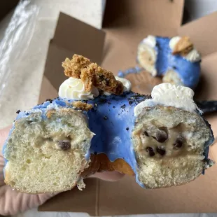Inside of the Cookie Monster donut
