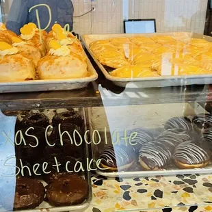 a variety of pastries on display