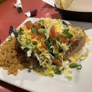 Mix and Max - 2 beef tacos with rice and beans