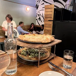 a large pizza on a table