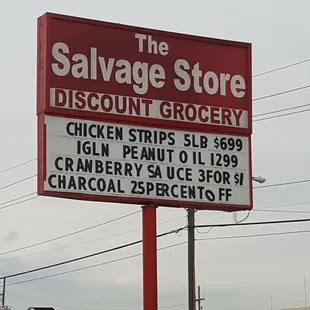 a sign for the salvage store