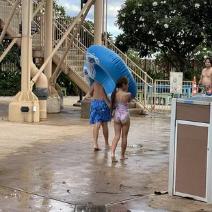 Someone's excited she made height for the slide lol