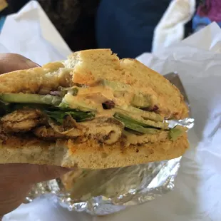 Lucy Mae with spicy chicken and spicy mayo. Delicious!