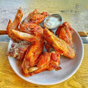 Chicken wings - Garlic + Dill pickle and a side of dill aioli