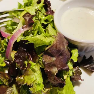 Fresh salad with homemade ranch dressing.