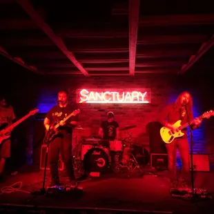 a band playing on a stage