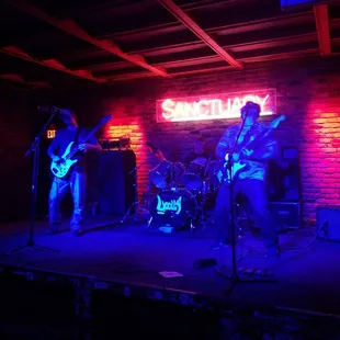 a band playing on a stage